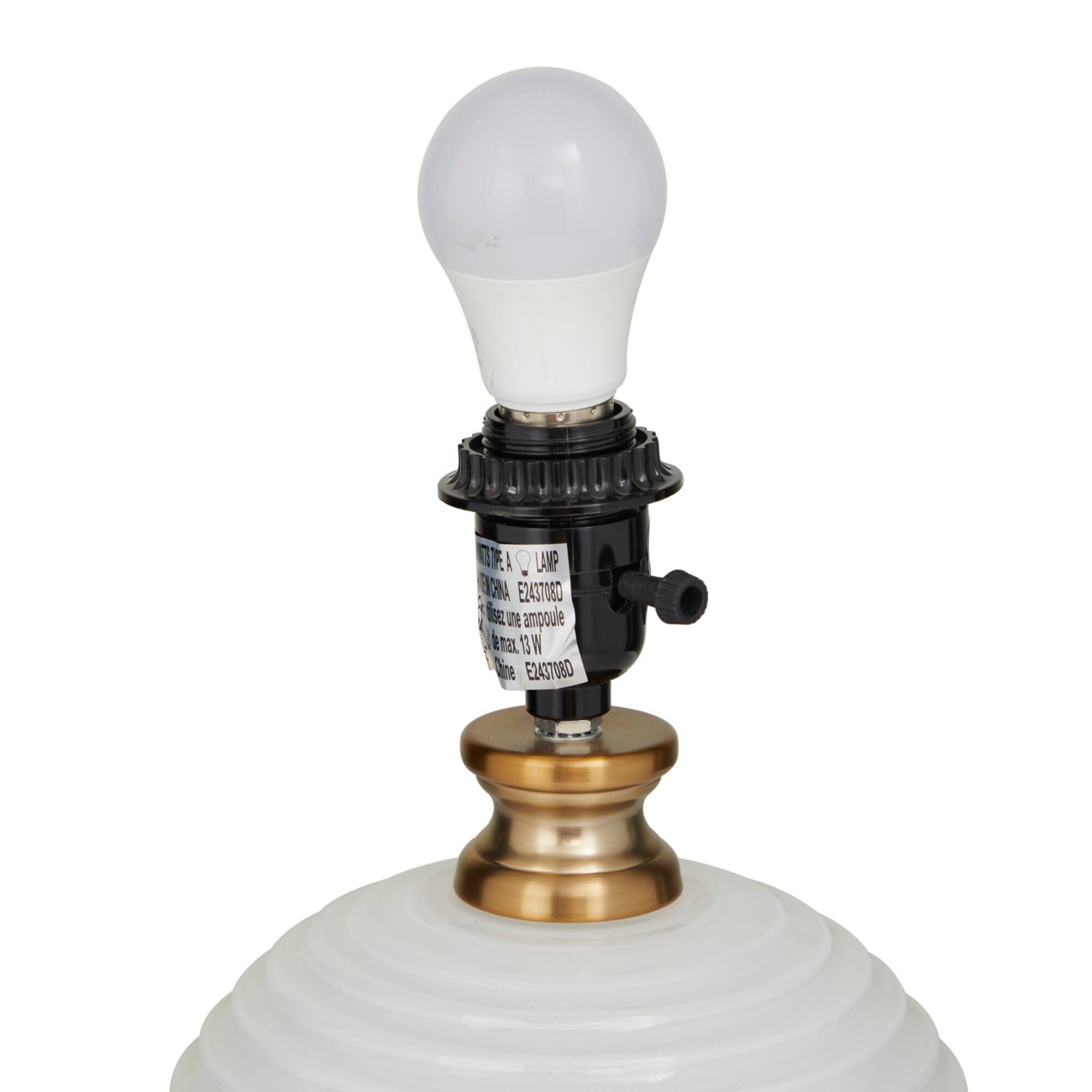 White Glass Modern Accent Lamp, 13" x 13" x 19"